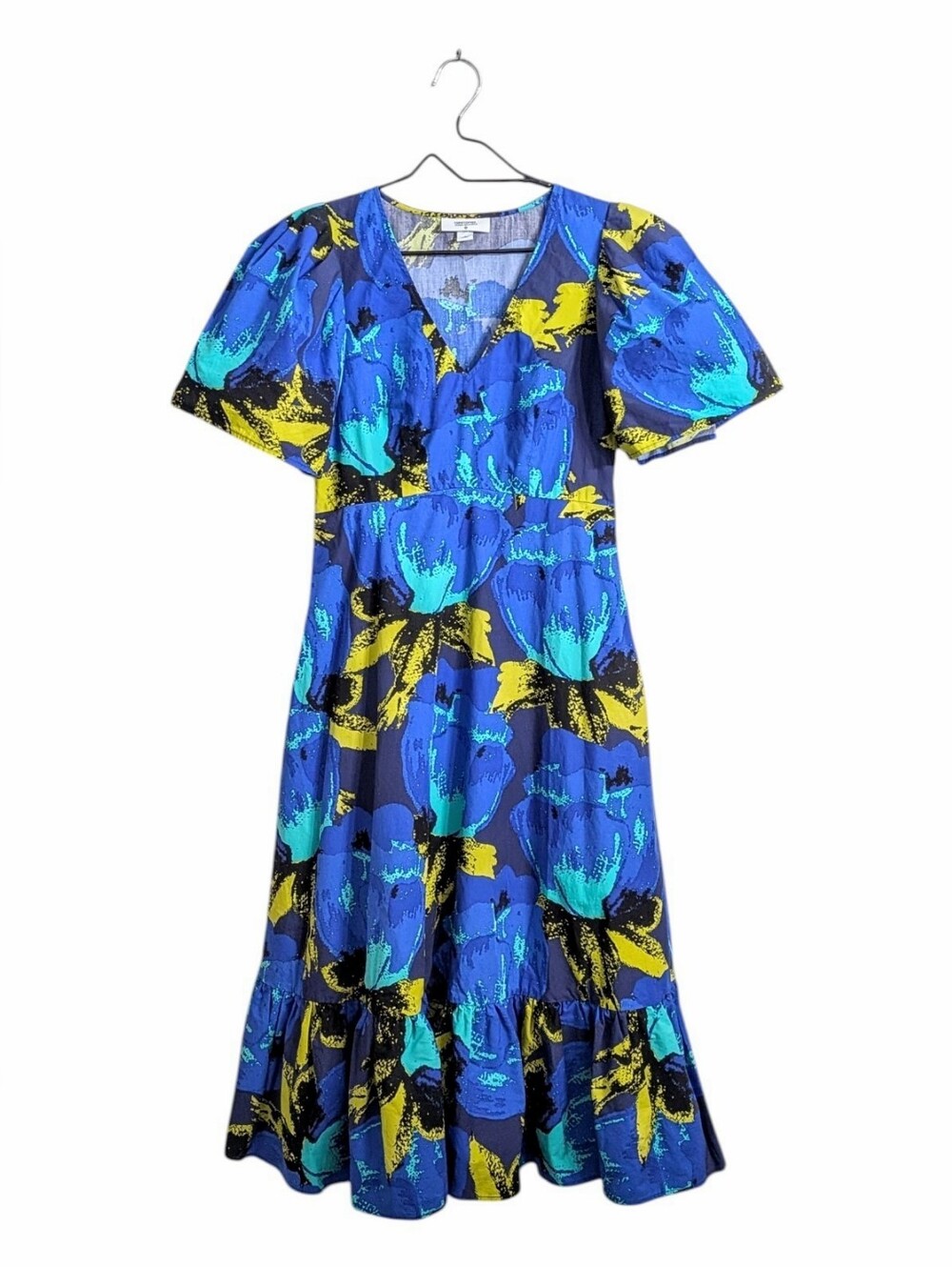 Christopher John Rogers x Target Blue Floral Tiered Maxi Dress Sz 4 Puff Sleeves